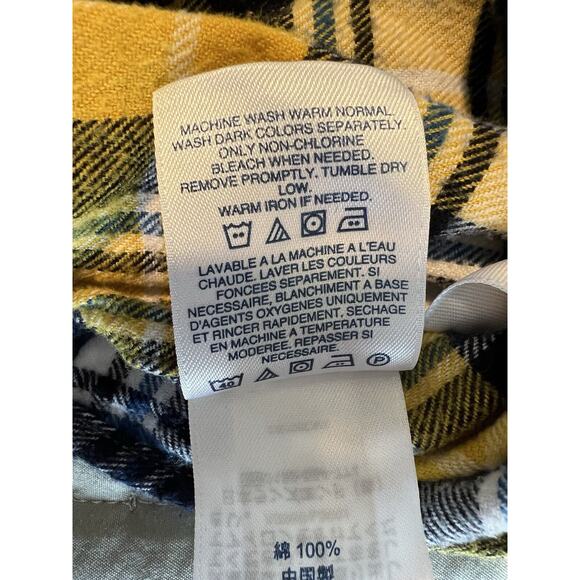 Land's End Women's Flannel Shirt SIze 14P, Navy & Yellow - U of Michigan Colors - Picture 7 of 9